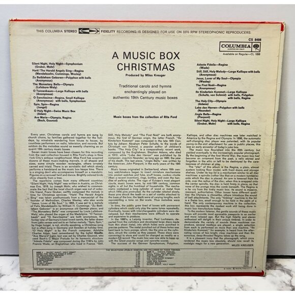 A Music Box Christmas Vinyl LP Rita Ford Columbia CS 8498 Stereo Holiday Music - Picture 5 of 6